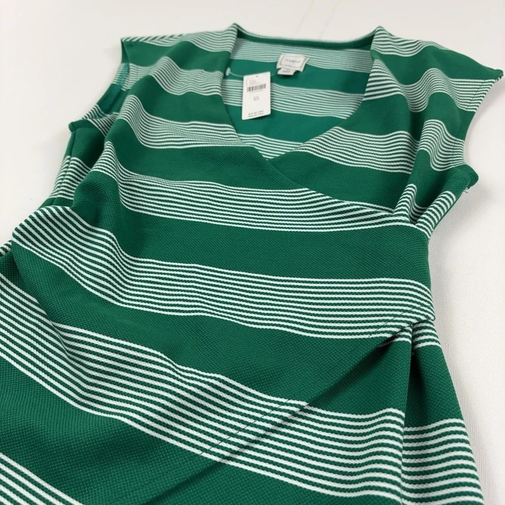 Maeve Tank Top Womens XS Green Striped V-Neck Sleeveless Knit Anthropologie